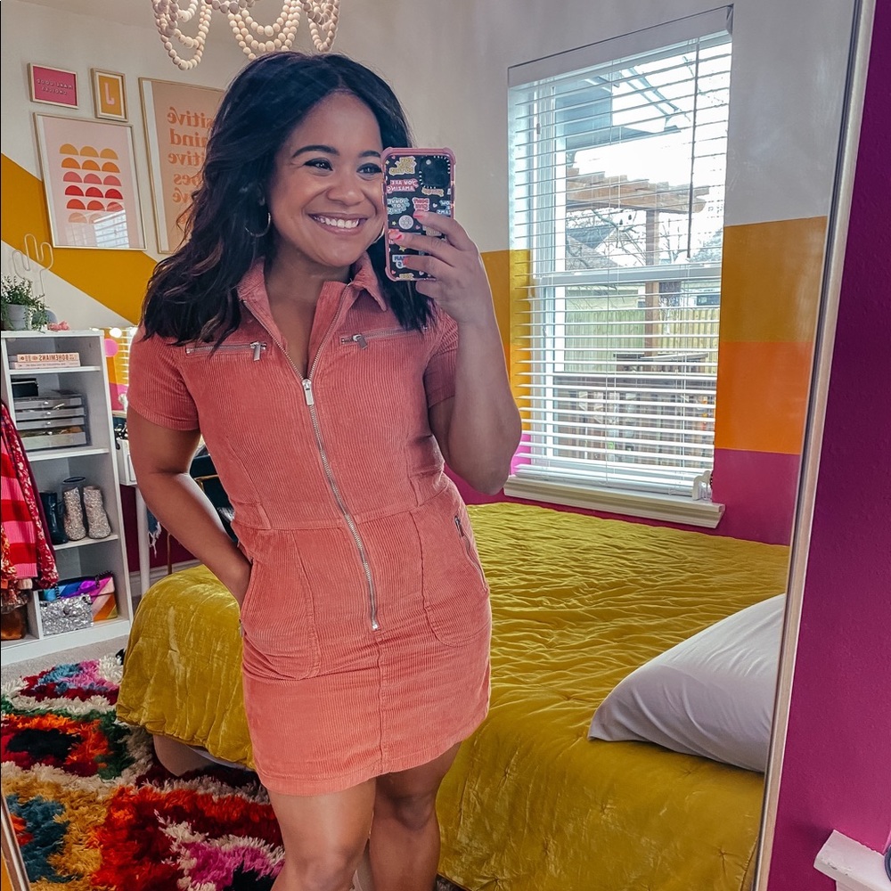 ASOS SUEDE RIBBED ZIP UP DRESS